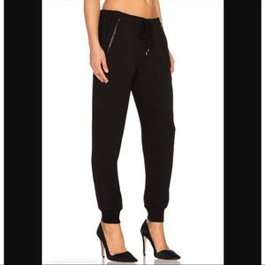 Vince Leather Trim Joggers in Black Sz XS